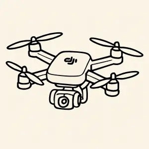 Jednoduchý kreslený obrázek dji dronu