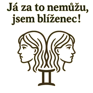 Znamení blíženec. Text: Já za to nemůžu, jsem blíženec! Bez těch osob