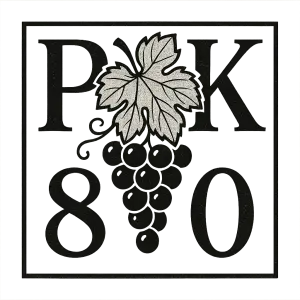 Iniciály P.K., u toho motiv vinné révy - list a hrozen, s číslo 80.