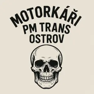 lebka a nad ní nápis motorkáři PM Trans Ostrov