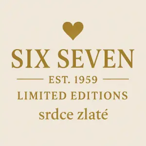 Text: ♡ SIX SEVEN────── EST. 1959 ────── LIMITED EDITIONSrdce zlaté