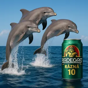 Vytvoř delfinky jak skačou do vody a vedle sebe maji radegast 10
