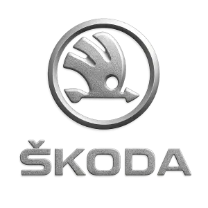 Znak Škoda autostříbrně napsáno škoda