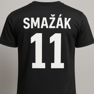 v horní části na zádech bude nápis Smažák a pod ním číslo 11