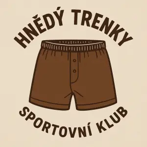 Název sportovního klubu HNĚDÝ TRENKY, recese, trenky klasické s nohavicemi