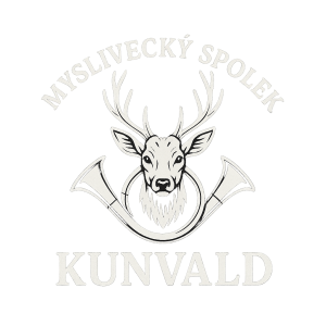 Vytvoř jednoduché bílé logo pro myslivecký spolek Kunvald s