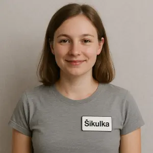 Na levém prsu jmenovka s nápisem Šikulka