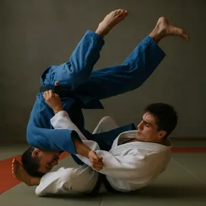 Udělej tam takový cool obrázek judo bez nápisu jen dva lidi co se hází na tomoe-nage
