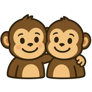 Dvě opičky kamarádky kreslené jako emotikon