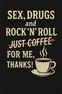 Sex Drugs and Rock and Roll. -přeškrtnuté Just Coffee for me, Thanks!