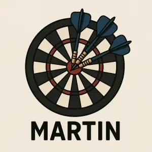 Terč s šipkamy které uprostřed míří do 45 pod tím jméno Martin