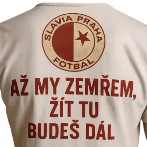 Znak u srdce Slavia Praha starý a na zádech napis až my zemrem žít tu budeš dal