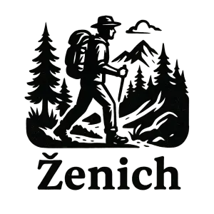 TRAMP S BATŮŽKEM JDE LESNÍ A HORSKOU KRAJINOU (ČERNÉ LOGO). TEXT POD LOGEM: Ženich