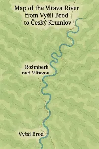 Mapa řeky Vltavy z Vyššího Brodu do Českého Krumlova.