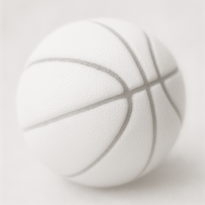 bílý hezký basketbalový míč, trochu rozpity, jen bílý basketbalový míč, který bude hezký