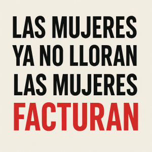napis LAS MUJERES YA NO LLORANLAS MUJERESFACTURANslovo facturan inym pismom a farbou