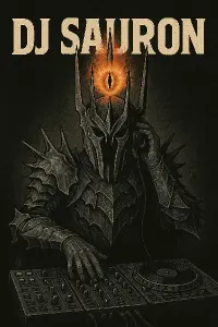 Postava Saurona a nad ní nápis DJ SAURON