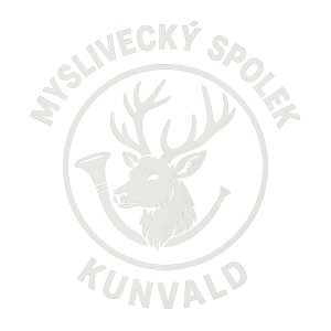 Vytvoř kruhové jednoduché bílé logo pro Myslivecký spolek Kunvald