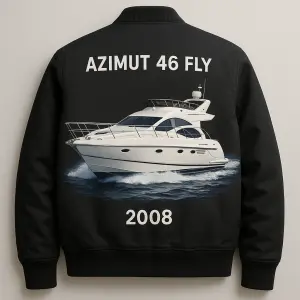 Na zadní cast bundy jachtu typu azimut 46 fly z roku 2008