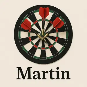 Terč s šipkamy které uprostřed míří do 45 pod tím jméno Martin