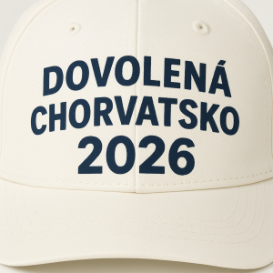 Navrhni mi jednoduchý obrázek nebo text na kšilt, informující o dovolené v Chorvatsku v roce 2026