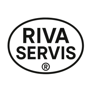 Nápis: RIVA SERVIS ®. Nápis bude v oválném kruhu