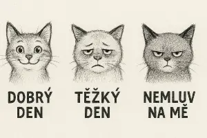 S ryskami podle nálady: „Dobrý den“, „Těžký den“, „Nemluv na mě“.