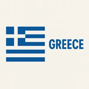 vlajka řecka a nápis GREECE v jednoduchém stylu