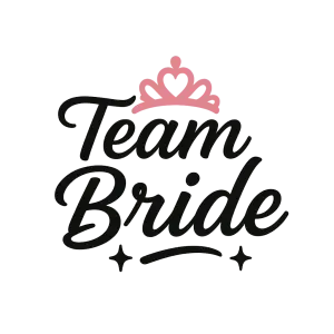 Logo nápis "Team Bride" na rozlučku se svobodou