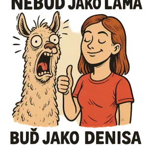ŠÍLENEJ KRESLENEJ NA POTISK TRIČKA KDE BUDE LAMA, A TEXT NEBUD JAKO LAMA BUĎ JAKO DENISA