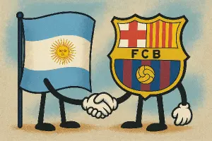 Přátelské spojení vlajky Argentina a FC Barcelona
