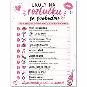 udělej mi list z úkoly na rozlučku se svobodou úkoly: