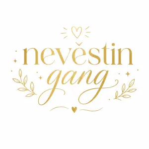 Bude tam napsáno “nevěstin gang”, nejaky pekny font, barva muze byt zlata, a k tomu nejaka mini grafika kolem napisu