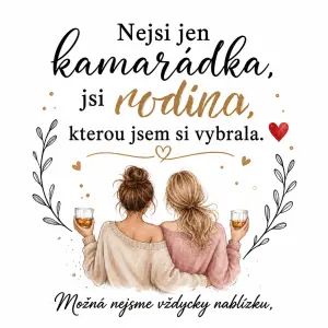 bude to na sklenici wiskovky: Nejsi jen kamarádka,
jsi rodina, kterou jsem si vybrala. ❤️
Možná nejsme vždycky nablízku,