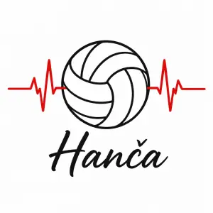 Obrázek volejbalového balonu, skrz něj bude procházet tep srdce a pod ním bude jméno Hanča