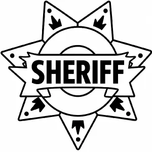 ještě vybarvi ty dvě korunky dole pod nadpisem sheriff a ještě takový ten přehyb té mašle na které je ten nápis