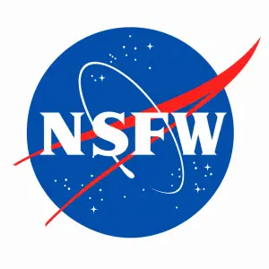 NASA logo, ale místo nápisu nasa je tam NSFW