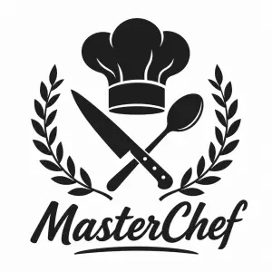 Jednoduchý jednobarevný obrázek pro nejlepšího kuchaře s nápisem MasterChef