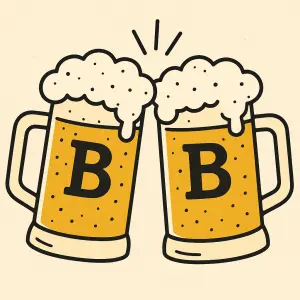 Dva půlitry na pivo s písmenem B jak si ťukají kreslené