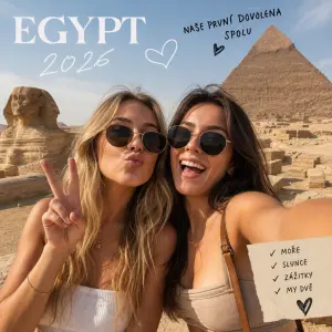 dvě kamarádky jedous spolu poprvé na dovolenou Egypt 2026