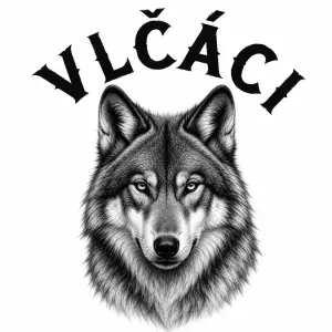 Nápis vlčáci, nápis aby byl psaný do půlkruhu, obrázek vlka, chci aby nápis byl nad obrázkem