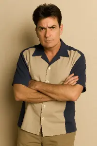 Charlie Sheen ze sitcomu Dva a půl chlapa, jeho typický pohled a postoj