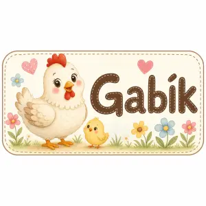 Dětský motiv, slepička, jméno Gabík, rozměr 190x90mm