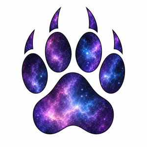 Nechat jenom obrys a vnitřek polštářků dát do barvy galaxie.Drápy dole taky zakončit do špičky.