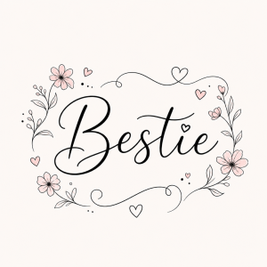 Bestie
udělej to jemně pro holky ozdobně, černé písmo, kytičky, srdíčka, a nějaké vlnky