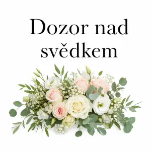 text : Dozor nad svědkem a pod textem obrázek svatební květiny
