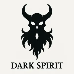 Dark spirit emblem, čisté bíle pozadí, emblem by měl symbolizovat něco temného, tajemného a vyvolávat otázky a zájem.