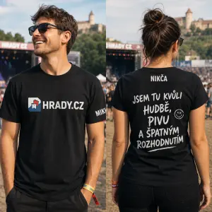 mikinu na festival hrady cz kazdy by mel nekde jmeno a v epredu bychom chteli logo hrady.cz. a na zada text vtipny