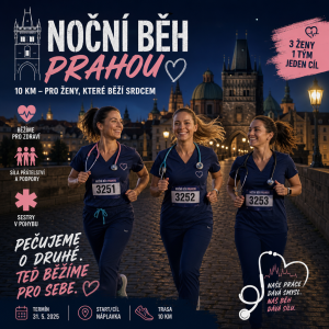 Pro 3 ženský běžící 10km závod noční běh prahou, jsou to zdravotní sestry