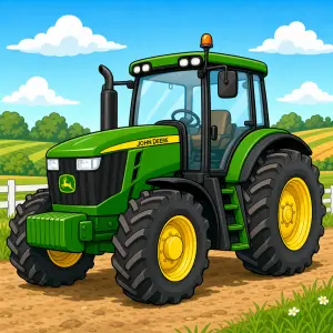 Kreslený traktor John Deere